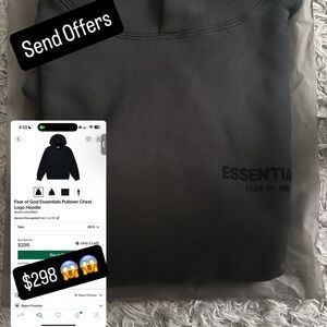 Fear of God Essentials SS22 Black Hoodie Stretch Limo Size XS